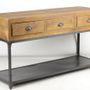 Console table - Large industrial console in mango wood and metal, 3 drawers, 1 shelf - JP2B DECORATION