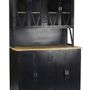 Wardrobe - Industrial wardrobe in mango wood and metal, 6 shelves, with wheels - JP2B DECORATION