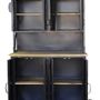 Wardrobe - Industrial wardrobe in mango wood and metal, 6 shelves, with wheels - JP2B DECORATION