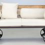 Sofas for hospitalities & contracts - Industrial Railway sofa in mango wood and metal, on wheels - JP2B DECORATION