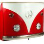 Buffets - Comptoir industriel Peace & Love en métal rouge et blanc, plateau en bois de manguier - JP2B DECORATION