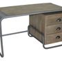 Desks - Children's desk in recycled wood and metal, 3 drawers, 125 cm - JP2B DECORATION