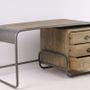 Desks - Children's desk in recycled wood and metal, 3 drawers, 125 cm - JP2B DECORATION