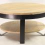 Tables basses - Table basse ronde Cerceau en bois de manguier et métal noir, double plateaux, D65 cm - JP2B DECORATION