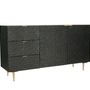Buffets - Buffet long en chêne noir embossé, 3 tiroirs, 157x45 cm - JP2B DECORATION