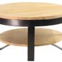 Tables basses - Table basse ronde Cerceau en bois de manguier et métal noir, double plateaux, D65 cm - JP2B DECORATION