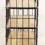 Console table - Industrial console Cage in black metal and mango wood, 3 shelves on wheels - JP2B DECORATION