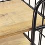 Console table - Industrial console Cage in black metal and mango wood, 3 shelves on wheels - JP2B DECORATION