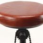 Stools for hospitalities & contracts - Industrial bar stool Vélo in goat leather and black metal, 70 cm - JP2B DECORATION