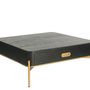 Coffee tables - Square black and gold oak coffee table, 90x90 cm, modern style - JP2B DECORATION