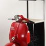 Buffets - Bar industriel Scooter en métal rouge et bois de manguier recyclé, 3 étagères - JP2B DECORATION