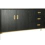 Buffets - Buffet long en chêne noir et doré, 3 tiroirs, 180x45 cm, style moderne - JP2B DECORATION