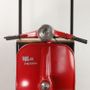 Buffets - Bar industriel Scooter en métal rouge et bois de manguier recyclé, 3 étagères - JP2B DECORATION