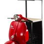 Buffets - Bar industriel Scooter en métal rouge et bois de manguier recyclé, 3 étagères - JP2B DECORATION