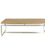 Coffee tables - Rectangular cerused oak and chrome coffee table, 139x79 cm - JP2B DECORATION
