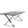 Tables Salle à Manger - Table de salle à manger rectangulaire en chêne noir et chrome, 200x100 cm - JP2B DECORATION