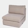 Sofas - Dinis 1 Seater Wood And Linen Beige Sofa - HOUSE OF CAPRICORN