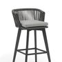 Lawn armchairs - DIVA high bar stool in anthracite gray aluminum - COUTURE JARDIN