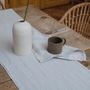 Table linen - Grey Blue Pinstripe Rustic Table Runner - LINEN TALES