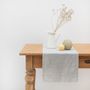 Table linen - Grey Blue Pinstripe Rustic Table Runner - LINEN TALES