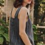 Apparel - Dark Grey with White Stripe Polka Top - LINEN TALES