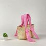 Customizable objects - ✨ Rectangular Basket with Pink Vichy Fabric Handles ✨ - ORIGINAL MARRAKECH