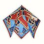 Scarves - Square silk scarf | The dancing ribbons | blue and terracotta - MON LIEN ATELIER
