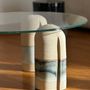 Ceramic - SCULPTURAL STONEWARE COFFEE TABLE WITH TEMPERED GLASS - RIVIERA - DI VINCENZO POUJOULA