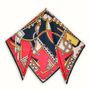 Scarves - Square silk scarf | The dancing ribbons | red and gold - MON LIEN ATELIER