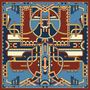 Scarves - Square silk scarf | The dancing ribbons | blue and terracotta - MON LIEN ATELIER