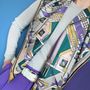 Scarves - Square silk scarf | The Mysterious Path | violet and green - MON LIEN ATELIER