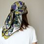 Scarves - Square silk scarf | The Mysterious Path | violet and green - MON LIEN ATELIER