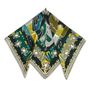 Scarves - Square silk scarf | The Ecstasy of Flight | green and ocher - MON LIEN ATELIER