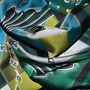 Scarves - Square silk scarf | The Ecstasy of Flight | green and ocher - MON LIEN ATELIER