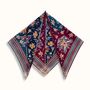 Scarves - Square silk scarf | Head in the Stars | blue and burgundy - MON LIEN ATELIER