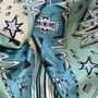 Scarves - Square silk scarf | Head in the Stars | turchoise and teal - MON LIEN ATELIER