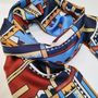 Scarves - Silk stole | The dancing ribbons | blue and terracotta - MON LIEN ATELIER