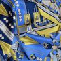 Foulards et écharpes - Étole de soie | Le chemin mystérieux | jaune et bleu - MON LIEN ATELIER