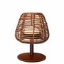 Éclairage LED - Lampe de table USB en rotin et cuir - SOL & LUNA