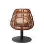 Éclairage LED - Lampe de table USB en rotin et cuir - SOL & LUNA