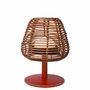 Éclairage LED - Lampe de table USB en rotin et cuir - SOL & LUNA