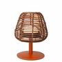 Éclairage LED - Lampe de table USB en rotin et cuir - SOL & LUNA
