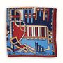 Scarves - Silk pocket square | The dancing ribbons | blue and terracotta - MON LIEN ATELIER