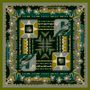 Scarves - Silk pocket square | The Ecstasy of Flight | green and ocher - MON LIEN ATELIER