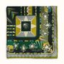 Scarves - Silk pocket square | The Ecstasy of Flight | green and ocher - MON LIEN ATELIER