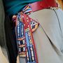 Scarves - Silk sash | The dancing ribbons | blue and terracotta - MON LIEN ATELIER