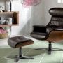 Poufs - Pouf pivotant tapissé en cuir de vachette marron - ANGEL CERDÁ