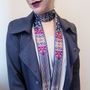 Scarves - Silk sash | Head in the Stars | blue and burgundy - MON LIEN ATELIER