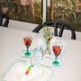 Decorative objects - Marigold Placemat | White Linen with Turquoise - BLANK SPACE AMSTERDAM