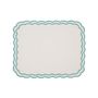 Decorative objects - Marigold Placemat | White Linen with Turquoise - BLANK SPACE AMSTERDAM